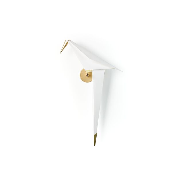 Perch Light Wandlamp Ingebouwd Messing/ Wit Groot