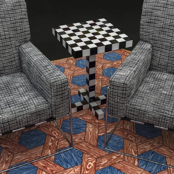 Table d'Appoint Chess Noir/Blanc
