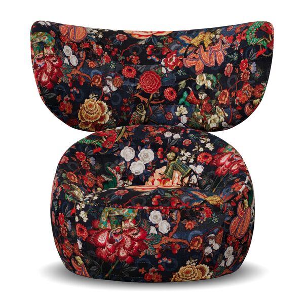 Poltrona Hana Wingback Girevole EA Blu Tokyo/Velluto Blu