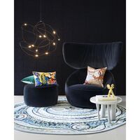 Poltrona Hana Wingback Girevole EA Blu Tokyo/Velluto Blu