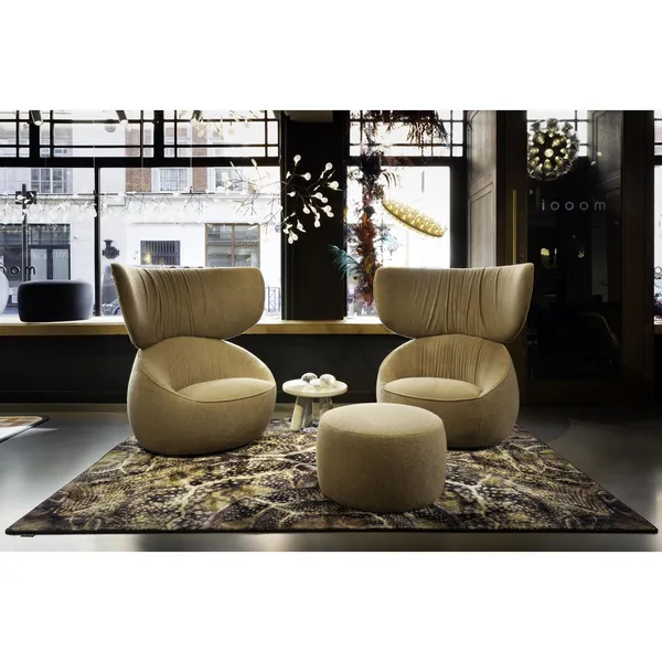 Poltrona Hana Wingback Girevole EA Blu Tokyo/Velluto Blu