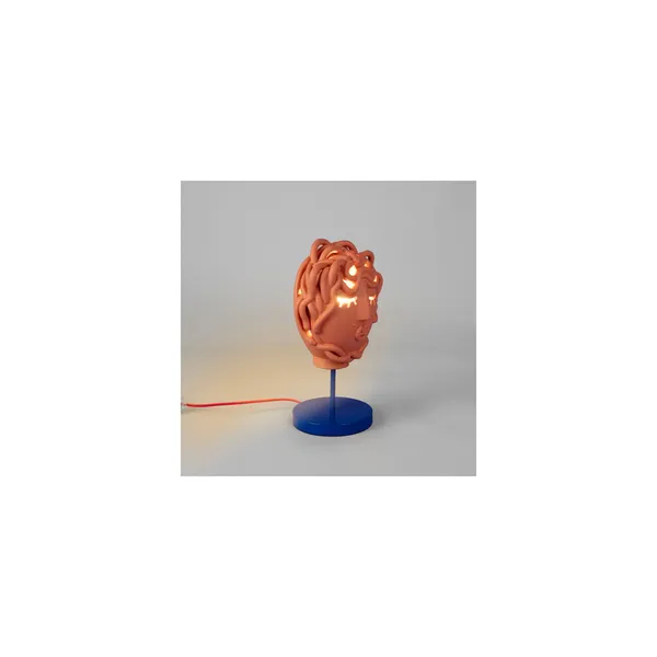 Magna Graecia Collection Medusa Mask Table Lamp Terracotta/ Blue