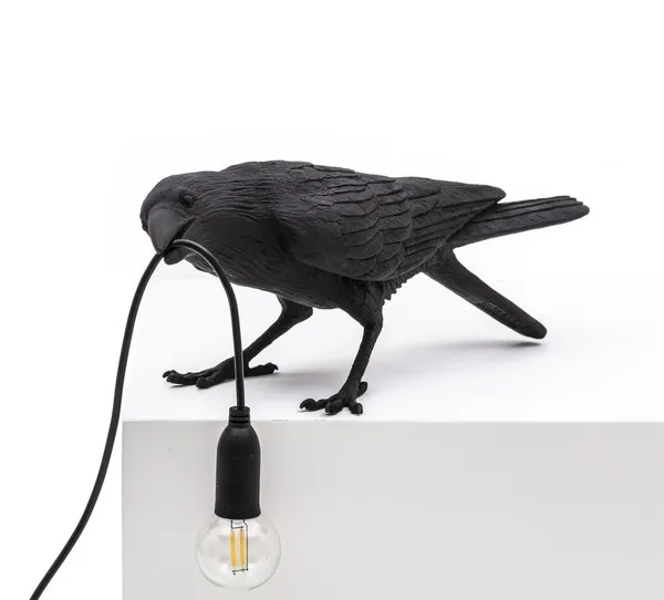 Bird Playing Table Lamp Black