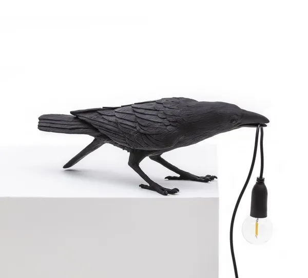 Bird Playing Table Lamp Black