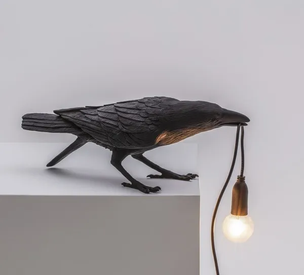 Bird Playing Table Lamp Black