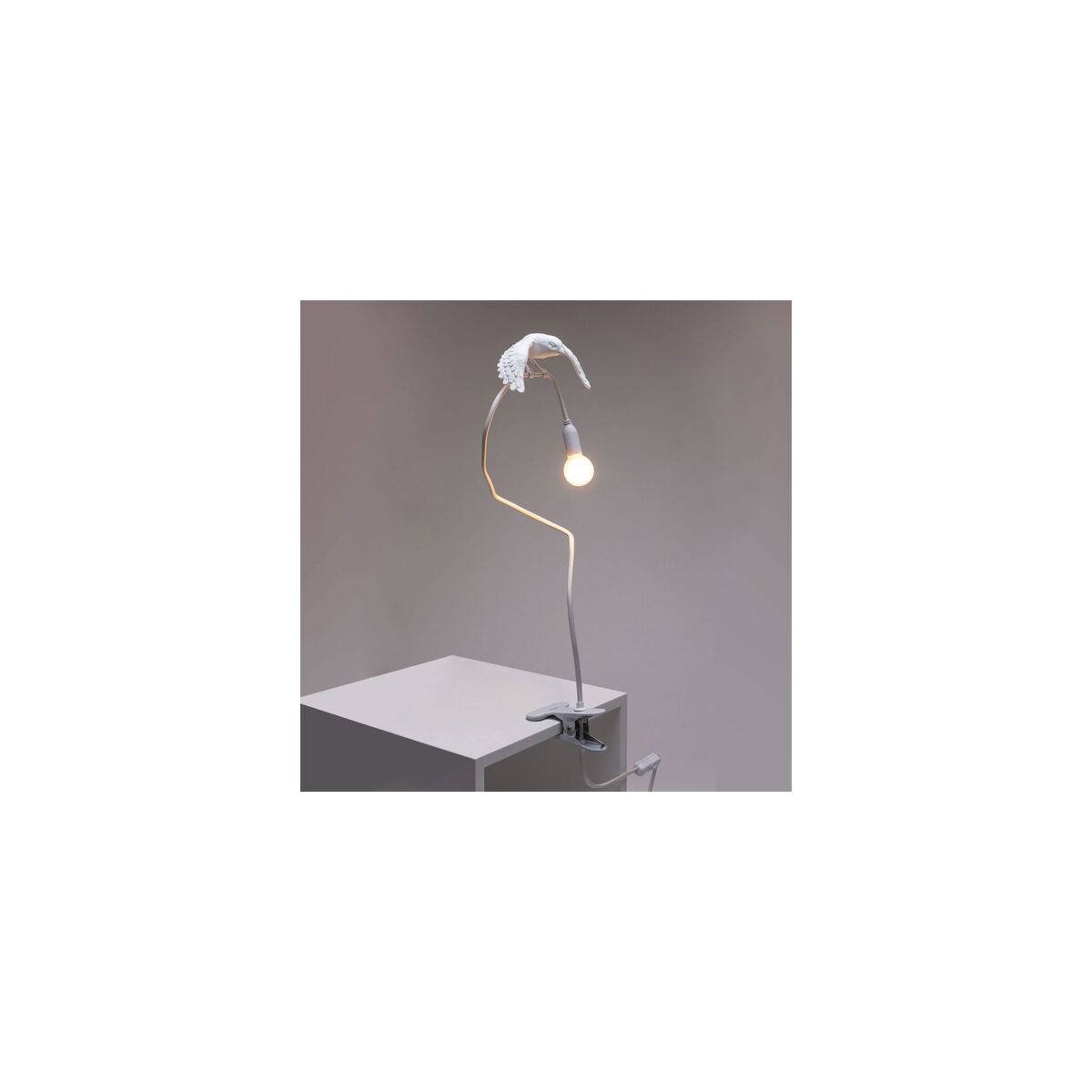 Sparrow Zdejmująca Lampa Stołowa z Klips , Biały