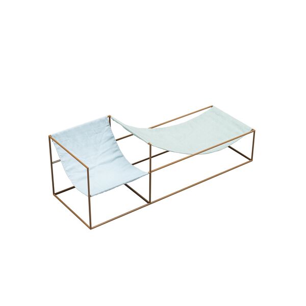 Duo Seat Lænestol med Sennep Stel Blå/Grøn