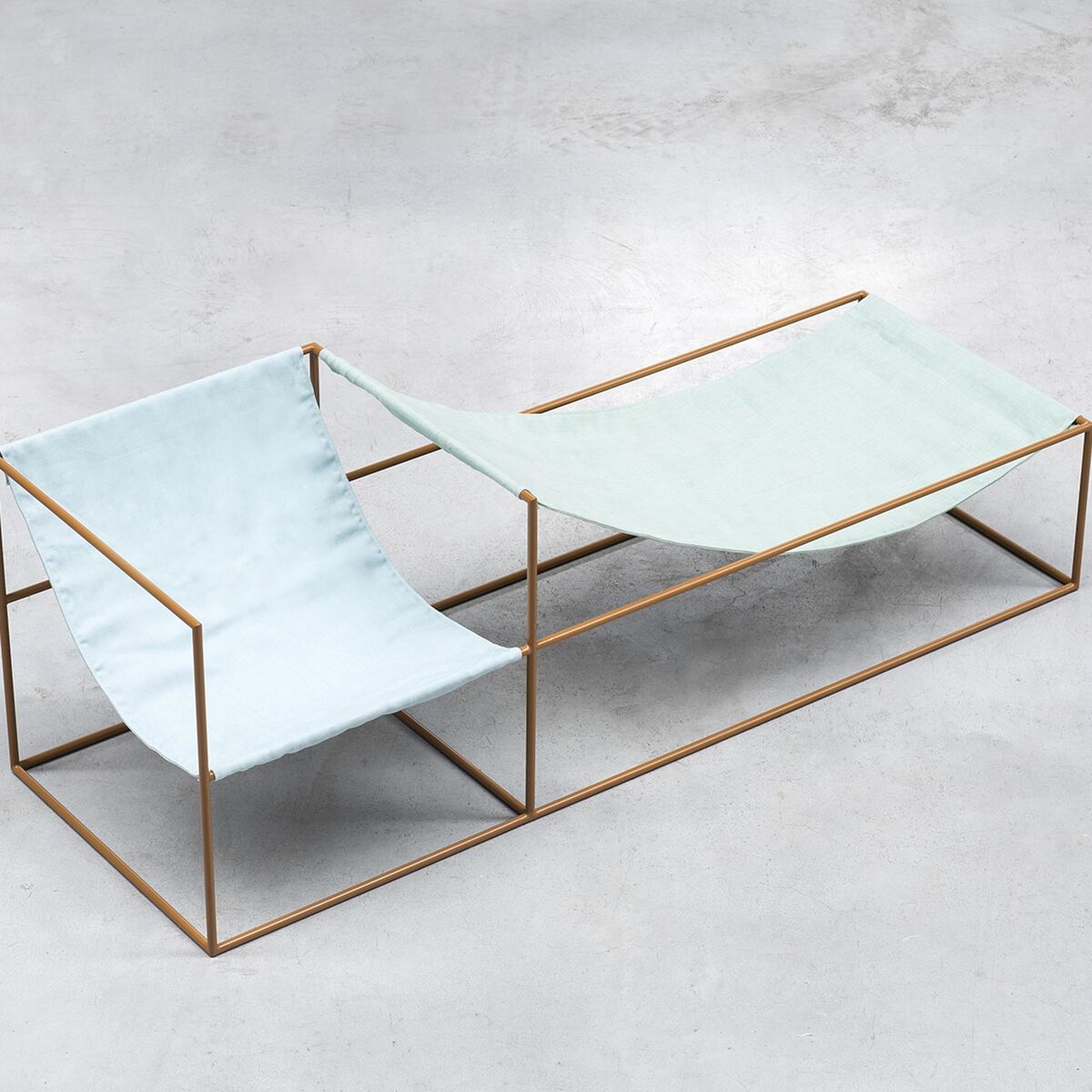 Poltrona Duo Seat con Struttura Senape Blu/ Verde