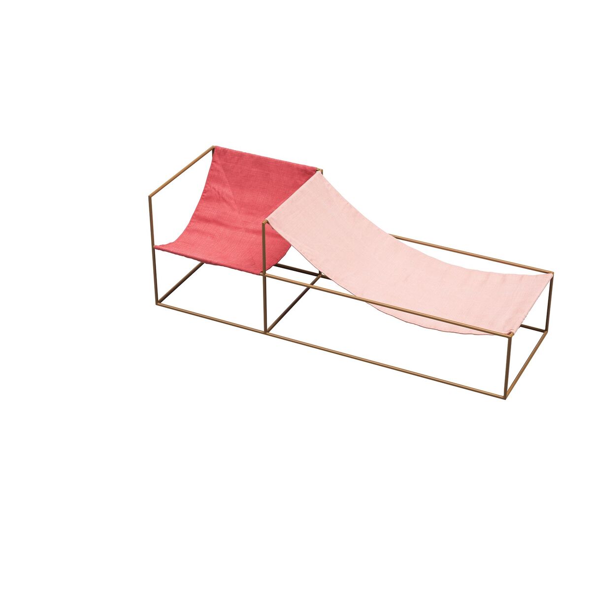 Duo Seat Sessel mit Senffarbenem Gestell Rot/ Rosa