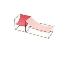 Duo Seat Sessel mit Senffarbenem Gestell Rot/ Rosa