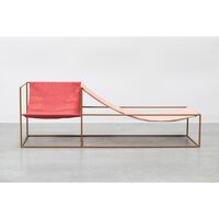 Duo Seat Sessel mit Senffarbenem Gestell Rot/ Rosa