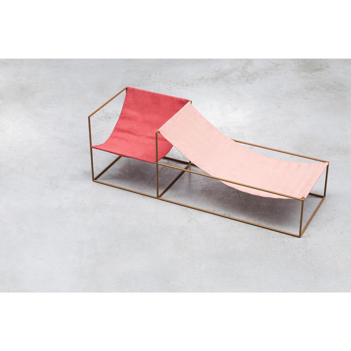 Duo Seat Sessel mit Senffarbenem Gestell Rot/ Rosa