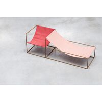 Duo Seat Sessel mit Senffarbenem Gestell Rot/ Rosa
