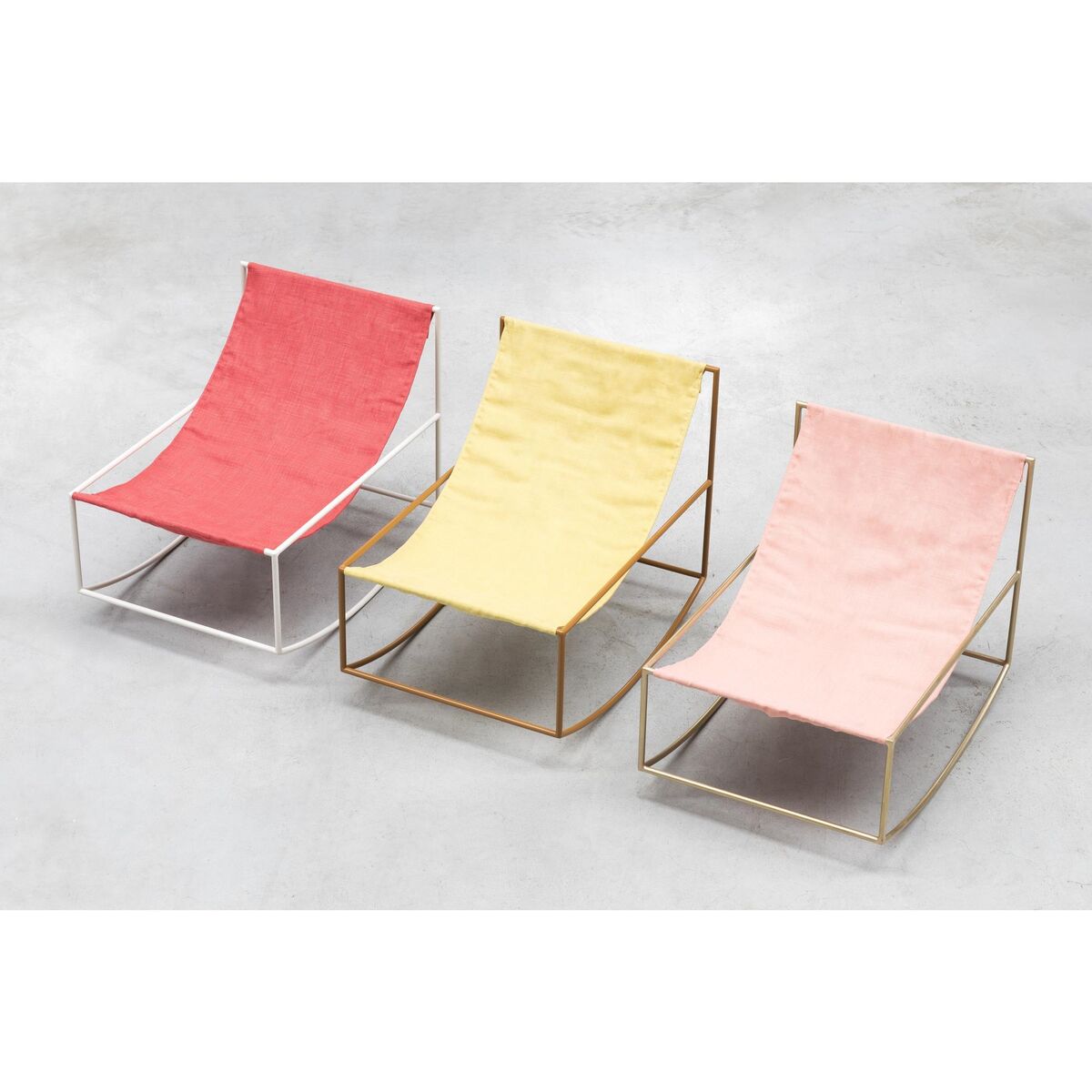Schommelstoel Messing/ Roze