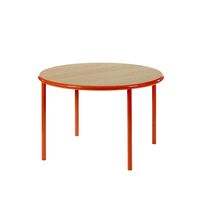 Houten Eettafel Ø120 Rood/ Eiken