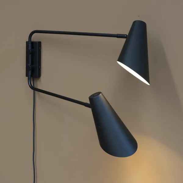 Cale Wall Lamp with 2 Arms Black