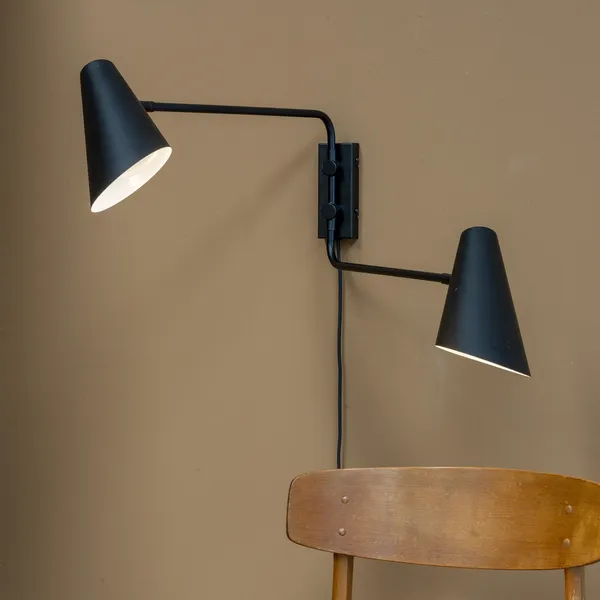 Cale Wall Lamp with 2 Arms Black