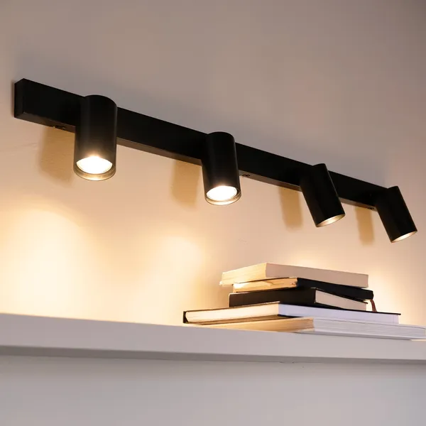 Moderne Deckenschiene mit 4 Spots Schwarz