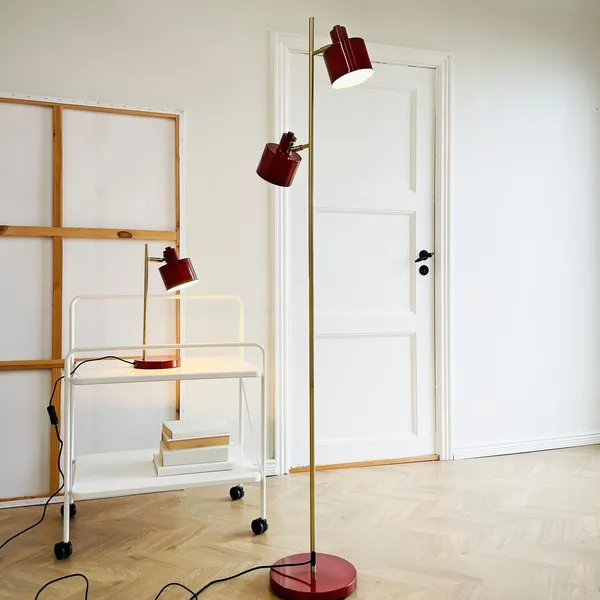 Ocean Gulvlampe Mørkerød/Messing