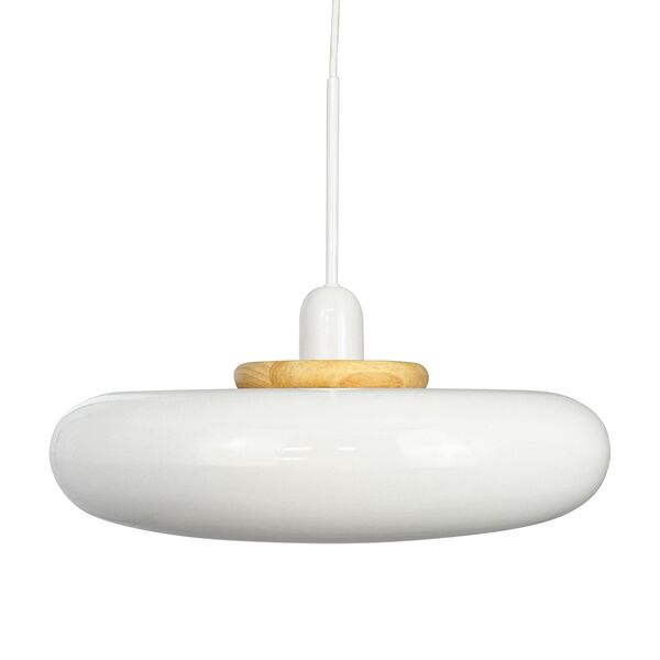 Planet Hanglamp met Ring, Hout/ Wit
