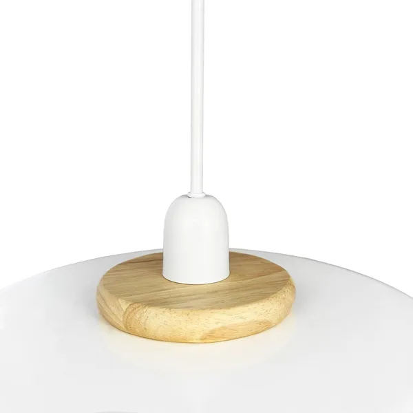 Planet Pendelleuchte mit Ring, Holz/ Weiß