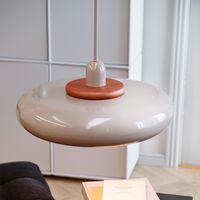 Planet Pendelleuchte mit Ring, Holz/ Weiß