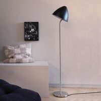 Oulu Gulvlampe Sort/Børstet Stål