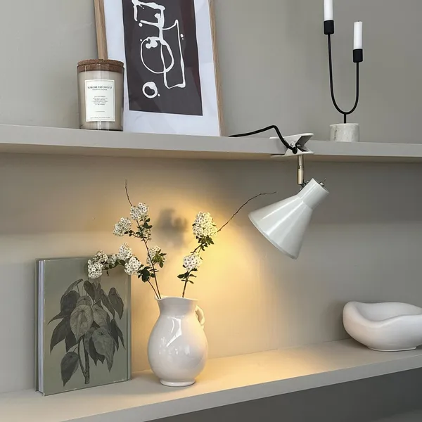 Tischlampe mit Klemme , Weiß