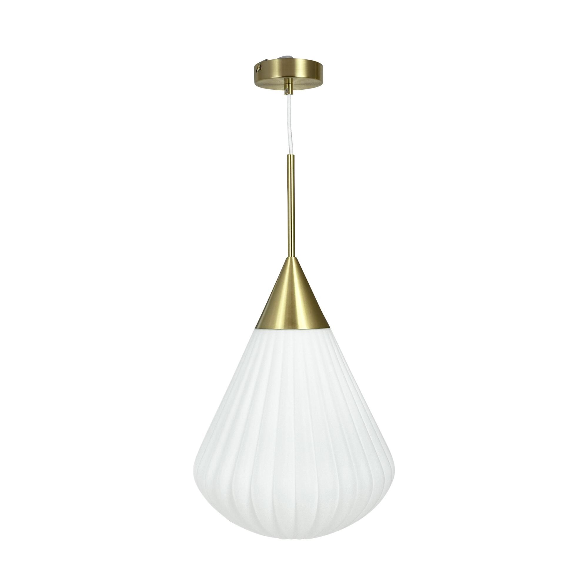 Taklampe Stor Opal/ Messing