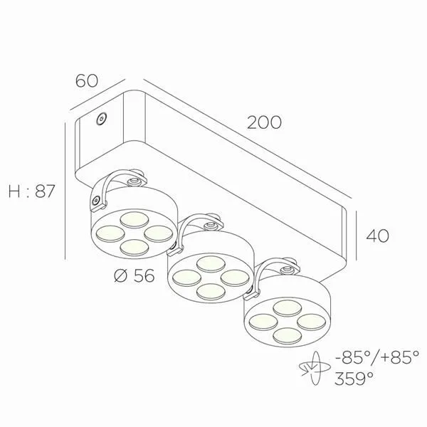 Trizo 21 Mini-Pi 3 UP Faretto E Lampada Da Soffitto Bianco