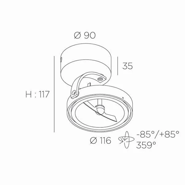 Trizo 21 PIN-UP 1 Spot & Ceiling Lamp Aluminium