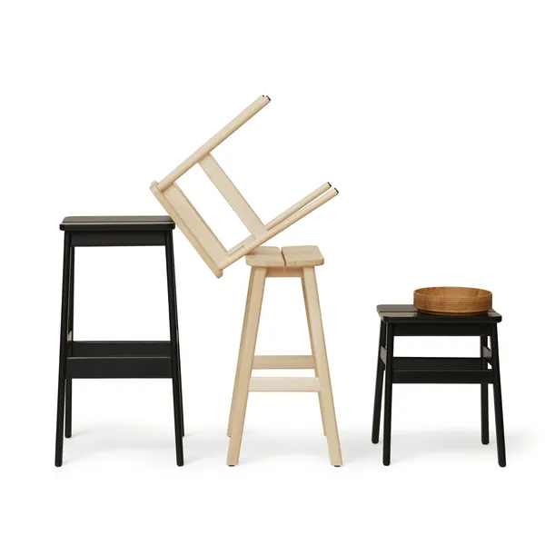 Angle Standard Stool 45 Black Stained Beech