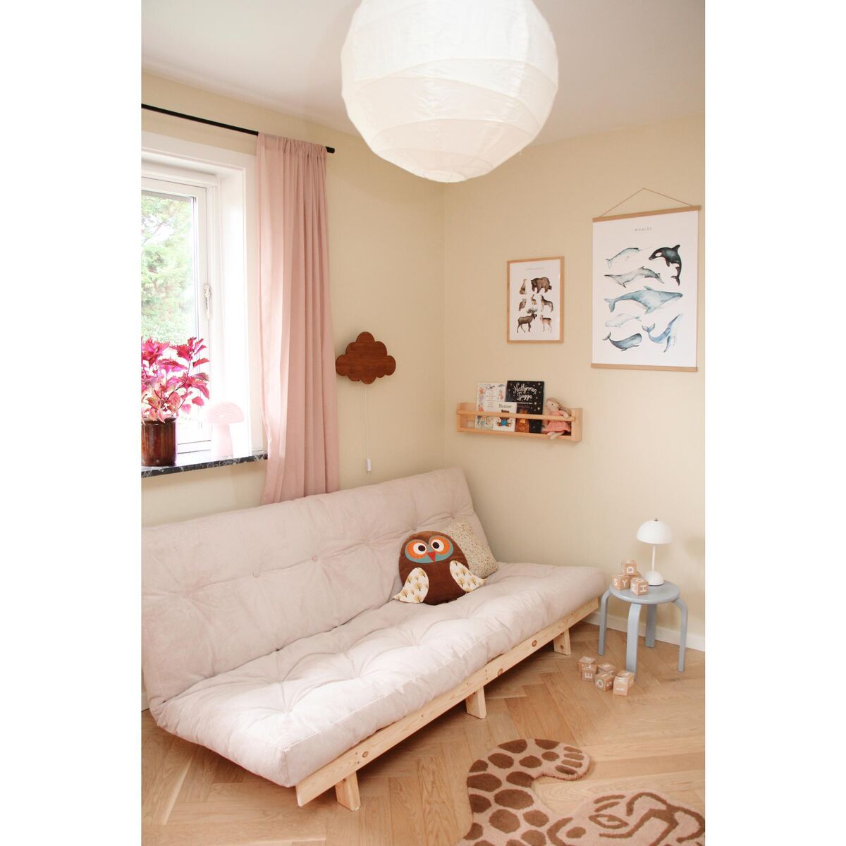 Lean sovesofa 130x200 rå/737 marineblå
