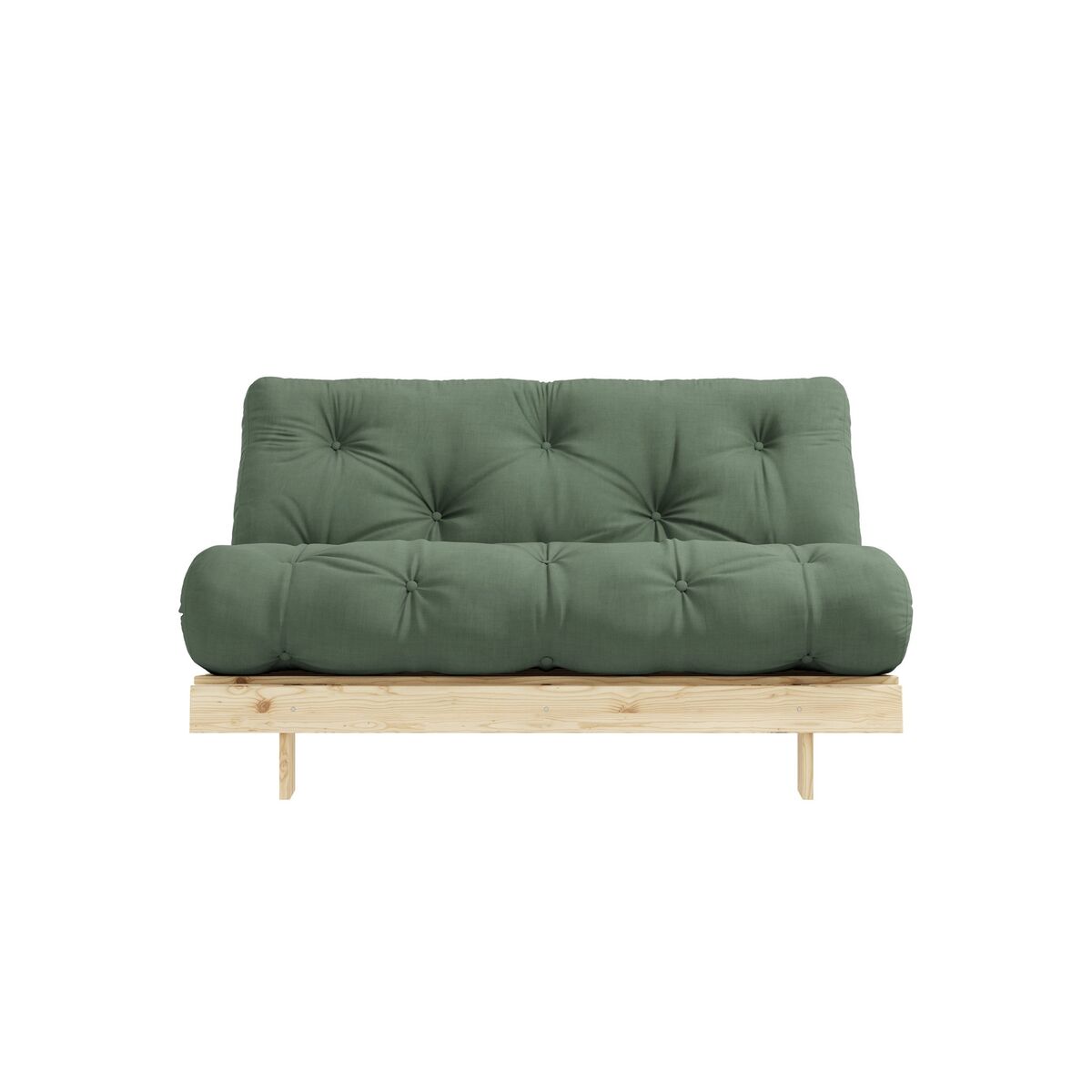 Roots Sovesofa 140x200 Rå/756 Olivengrønn