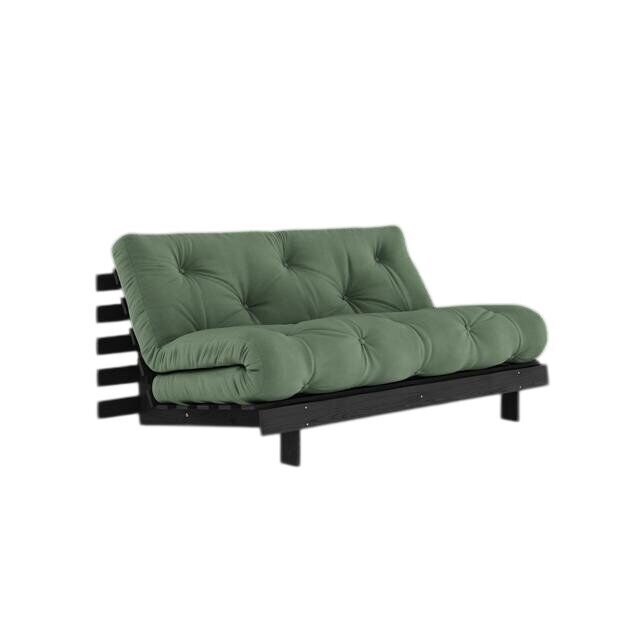 Roots sovesofa 160x200 svart natt/756 olivengrønn