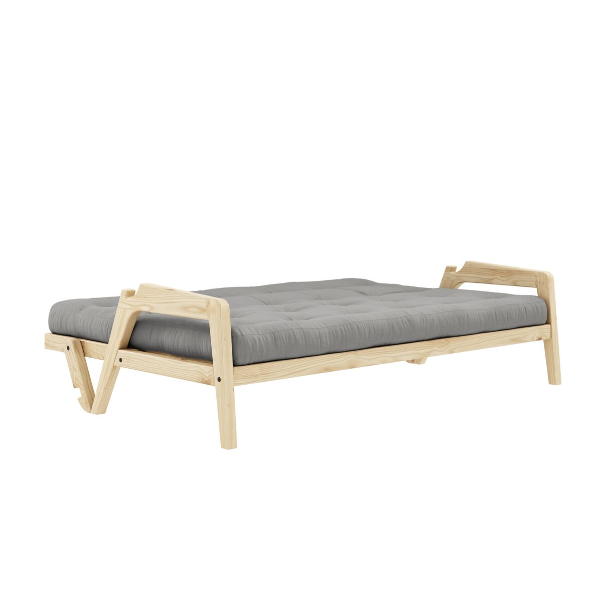 Grab Schlafsofa, klar lackiertes Kiefernholz/746 Grau