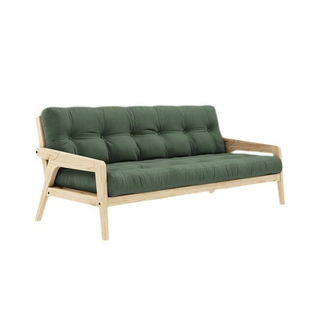 Grab Sovesofa Klarlakeret Fyrretr/756 Olive Green