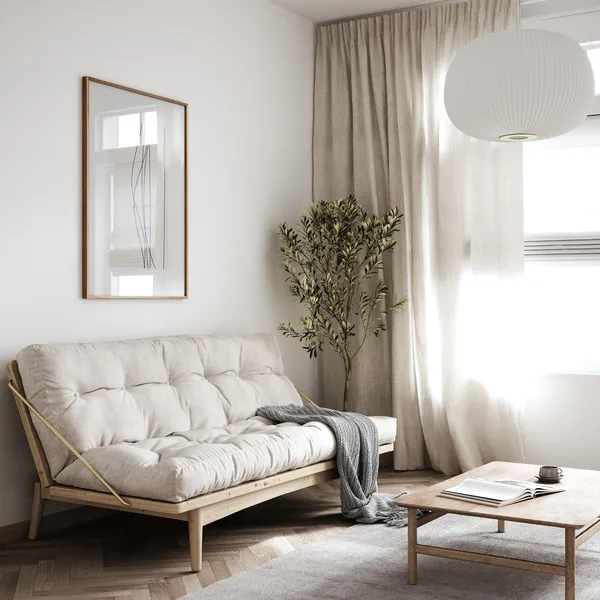 Folk Sofa Clear Lacquered Pine/510 Ivory