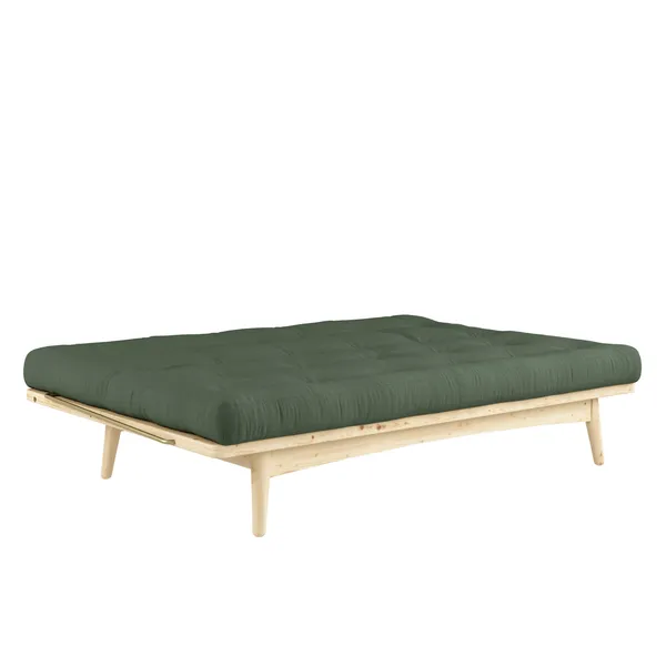 Folk Sofa Clear Lacquered Pine/756 Olive Green