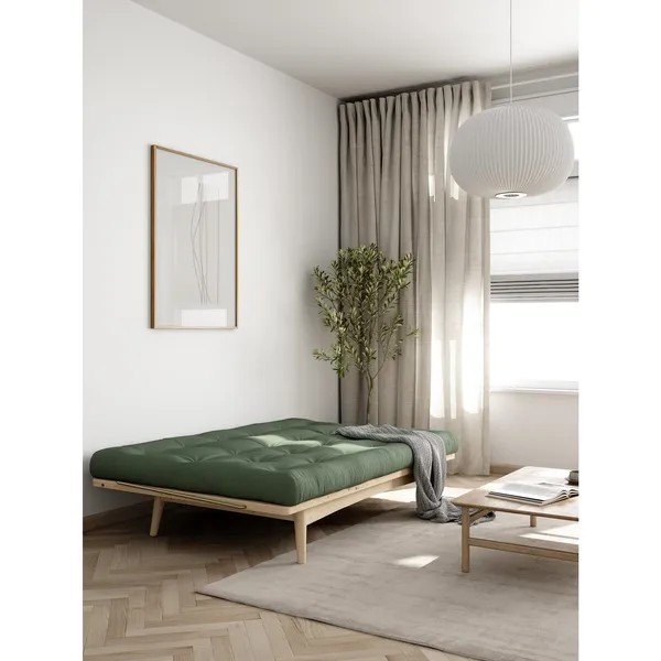 Folk Sofa Clear Lacquered Pine/756 Olive Green