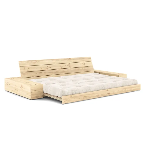 Base Sofa Bed With Side Box Clear Lacquered Pine/510 Ivory