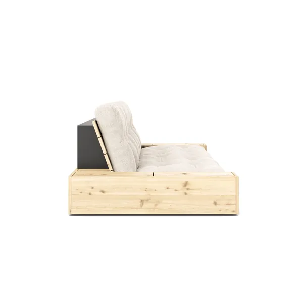 Base Sofa Bed With Side Box Clear Lacquered Pine/510 Ivory