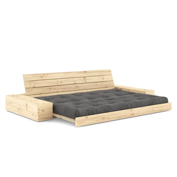 Base Sofa Bed With Side Box Clear Lacquered Pine/511 Charcoal