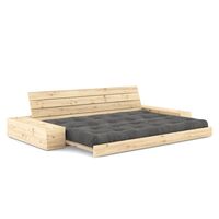 Base Sofa Bed With Side Box Clear Lacquered Pine/511 Charcoal