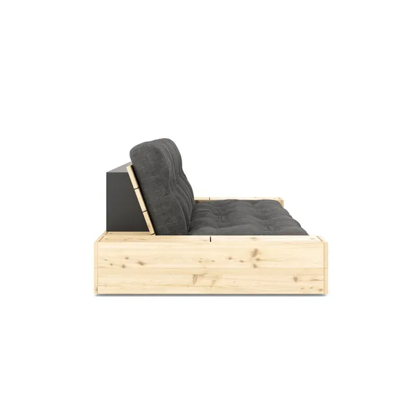 Base Sofa Bed With Side Box Clear Lacquered Pine/511 Charcoal