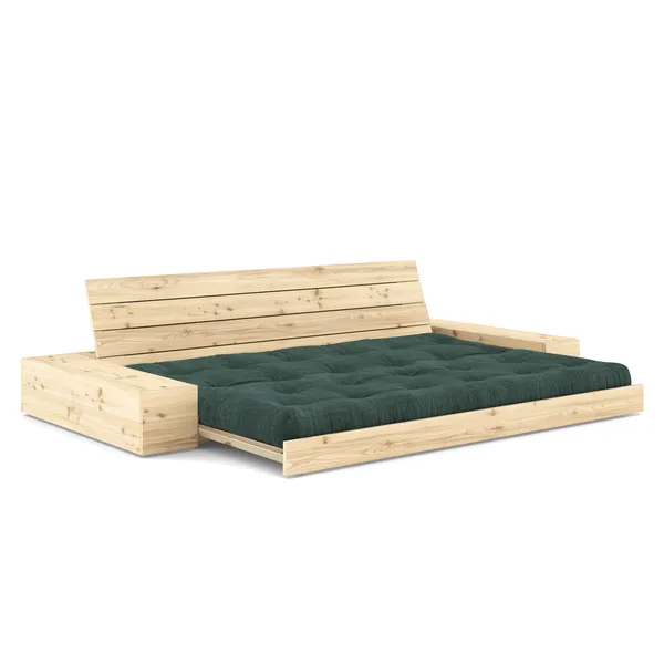 Base Sofa Bed With Side Box Clear Lacquered Pine/512 Seaweed
