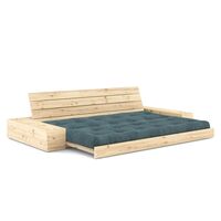 Canapé-lit Base avec coffre latéral, pin laqué transparent/513 bleu pâle