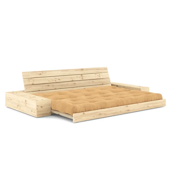 Base Sofa Bed With Side Box Clear Lacquered Pine/515 Fudge Brown