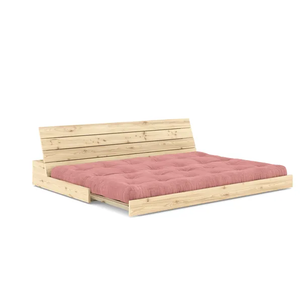 Base Sofa Bed Clear Lacquered Pine/516 Sorbet Pink