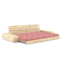 Base Sofa Bed With Side Box Clear Lacquered Pine/516 Sorbet Pink